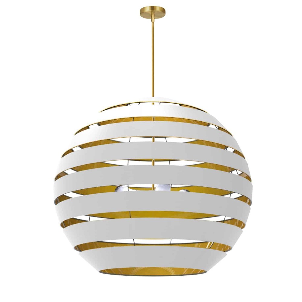 Dainolite-HUL-364C-AGB-692-Hula - 4 Light Chandelier Aged Brass White/Gold Aged Brass Finish