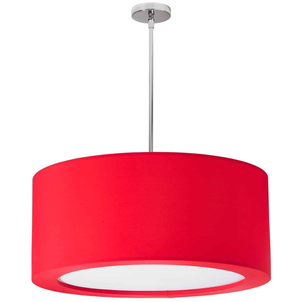 Dainolite-JAS-25P-PC-927-Jasmine - Four Light Flush Mount   Polished Chrome Finish with Red Lycra Shade with Clear Crystal