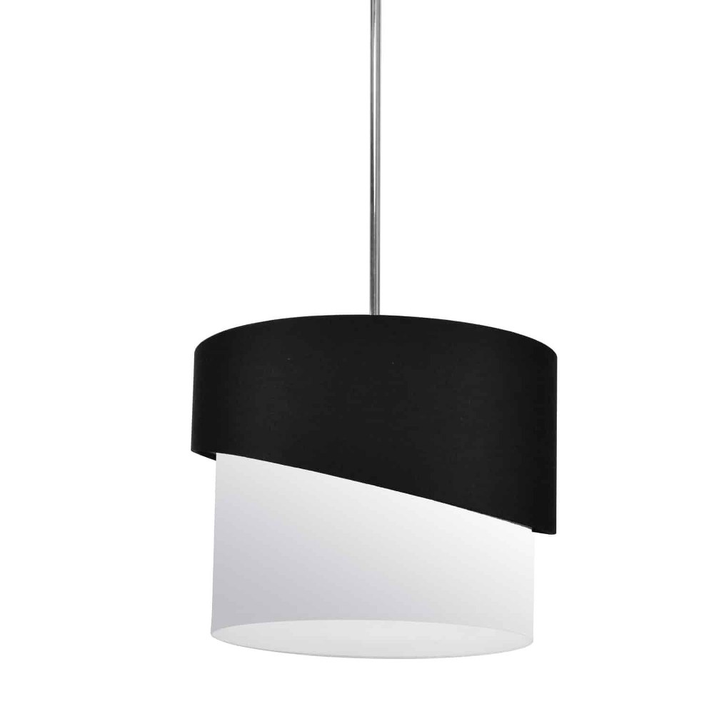 Dainolite-JAZ141-PC-797-790-Jazlynn - 1 Light Small Drum Pendant Polished Chrome Black/White Polished Chrome Finish with Black/White Fabric Shade