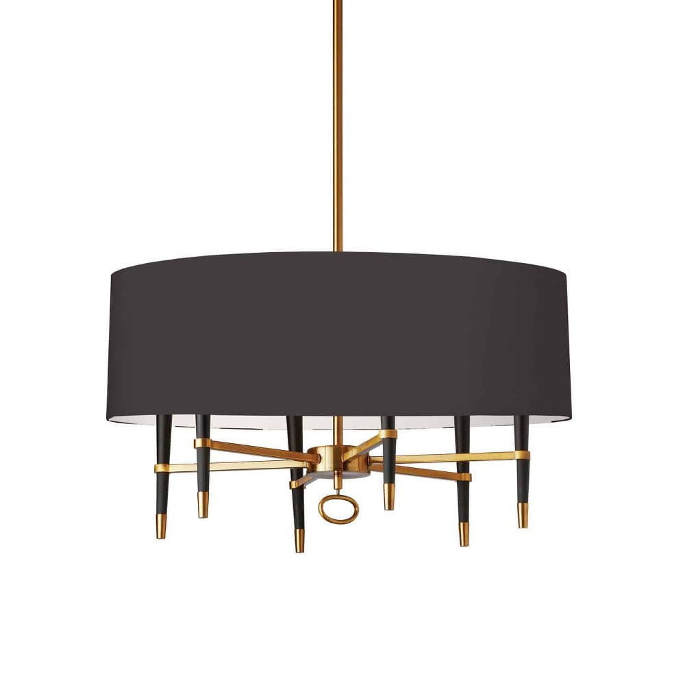 Dainolite-LAN-246C-VB-BK-Langford - 6 Light Pendant with Drum Shade Vintage Bronze Black Vintage Bronze Finish