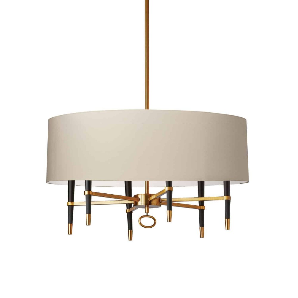 Dainolite-LAN-246C-VB-CRM-Langford - 6 Light Pendant with Drum Shade Vintage Bronze Cream/White Vintage Bronze Finish