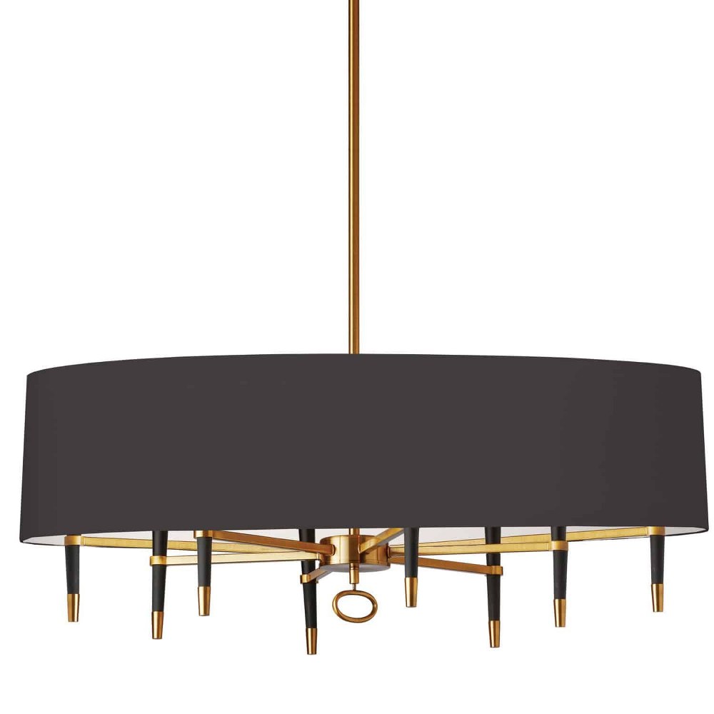 Dainolite-LAN-408HC-VB-BK-Langford - 8 Light Pendant with Drum Shade Vintage Bronze Black Vintage Bronze Finish