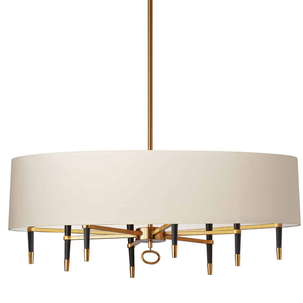 Dainolite-LAN-408HC-VB-CRM-Langford - 8 Light Pendant with Drum Shade Vintage Bronze Cream/White Vintage Bronze Finish