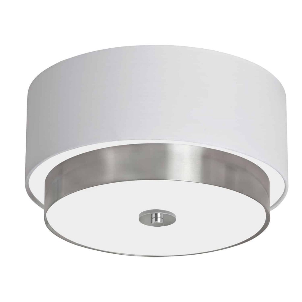 Dainolite-LAR-143FH-SC-Larkin - Three Light Flush Mount   Satin Chrome Finish with Frosted Glass with White Linen Shade