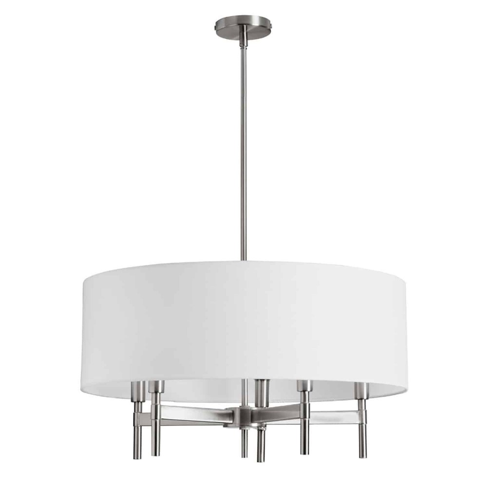 Dainolite-LAR-245C-SC-Larkin - Five Light Chandelier   Satin Chrome Finish with White Linen Glass with White Linen Shade