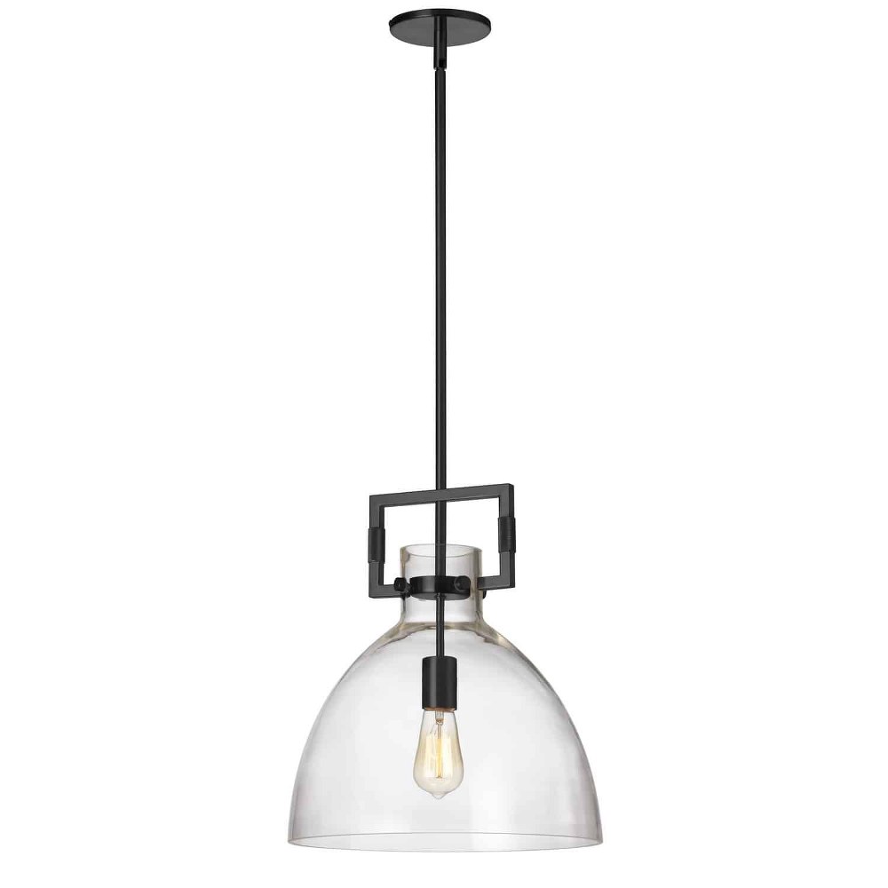 Dainolite-LBY-141P-MB-Liberty - 1 Light Pendant Matte Black  Aged Brass Finish with Clear Glass