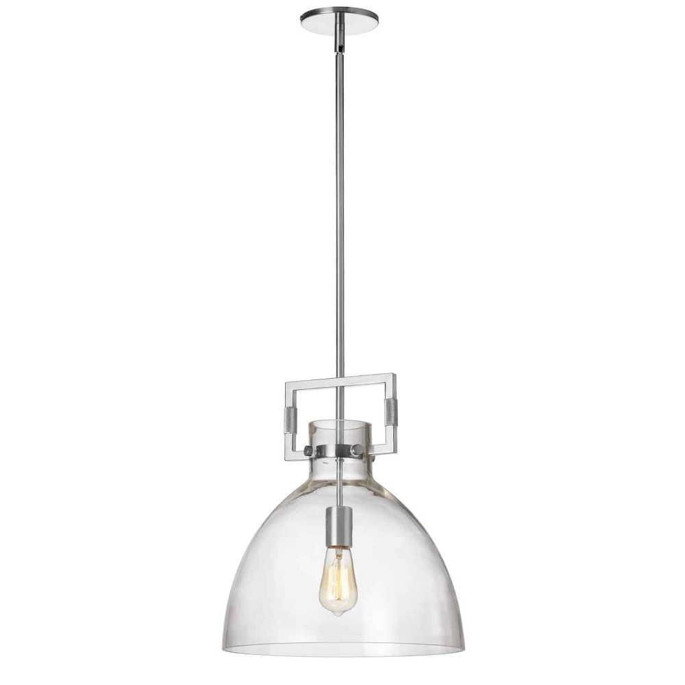 Dainolite-LBY-141P-PC-Liberty - 1 Light Pendant Polished Chrome  Aged Brass Finish with Clear Glass