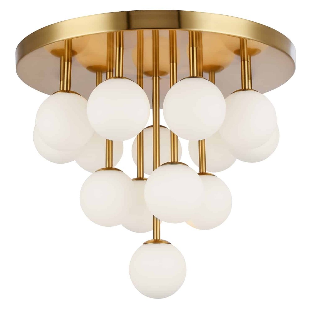 Dainolite-MGL-2014FH-AGB-Megallan - Fourteen Light Flush Mount Aged Brass  Aged Brass Finish with Opal White Glass