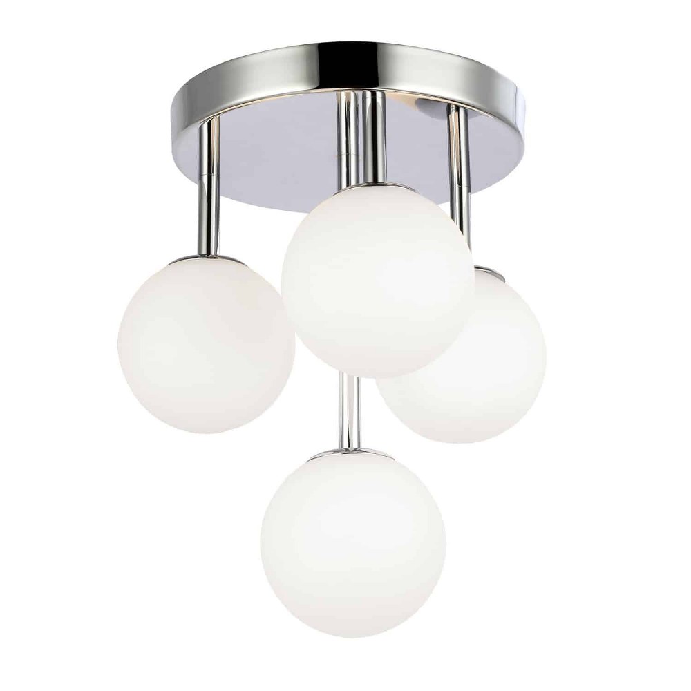 Dainolite-MGL-94FH-PC-Megallan - Four Light Flush Mount   Polished Chrome Finish with Opal White Glass