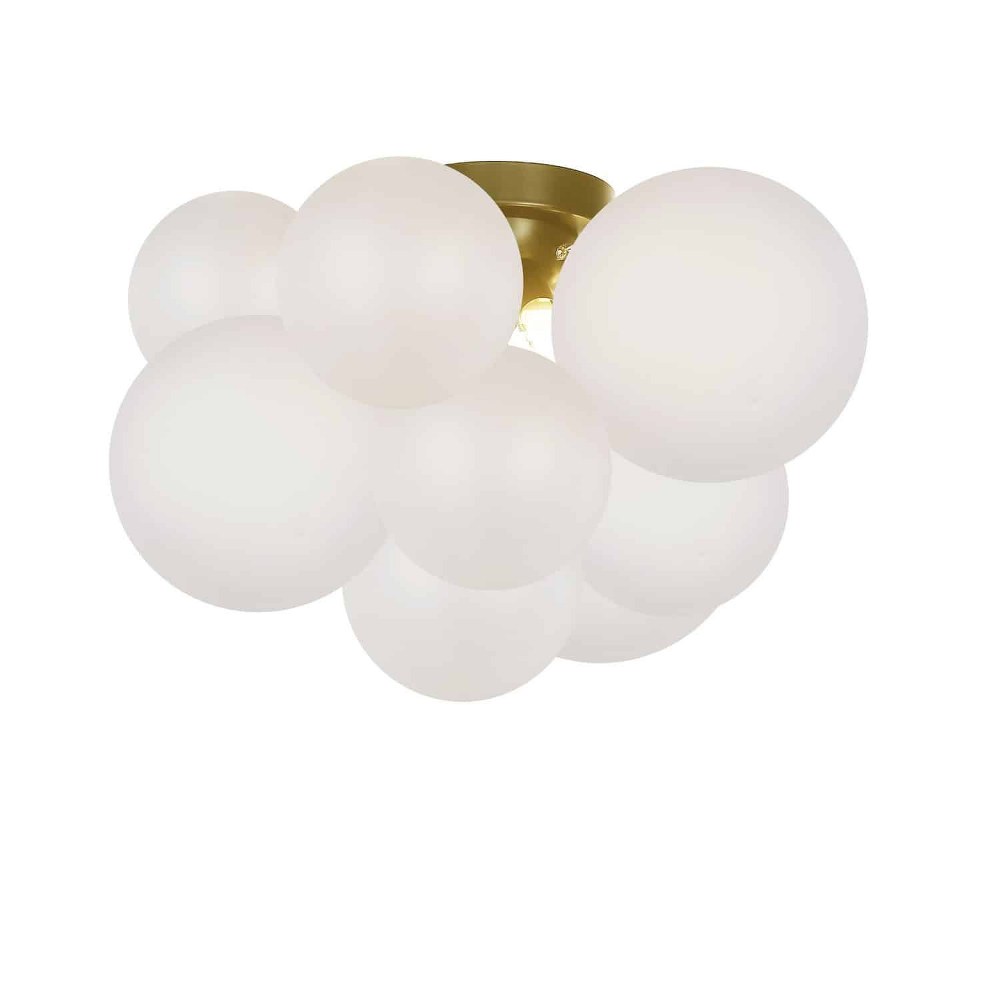 Dainolite-MLS-143FH-AGB-FR-Miles - 3 Light Flush Mount Aged Brass  Aged Brass Finish with Opal White Glass