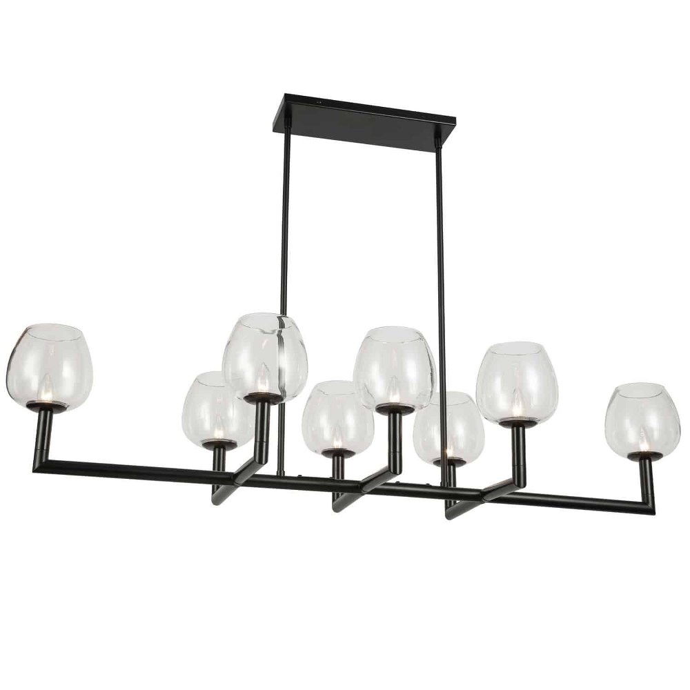 Dainolite-NOR-478HC-MB-CLR-Nora - 8 Light Horizontal Chandelier   Nora - 8 Light Horizontal Chandelier