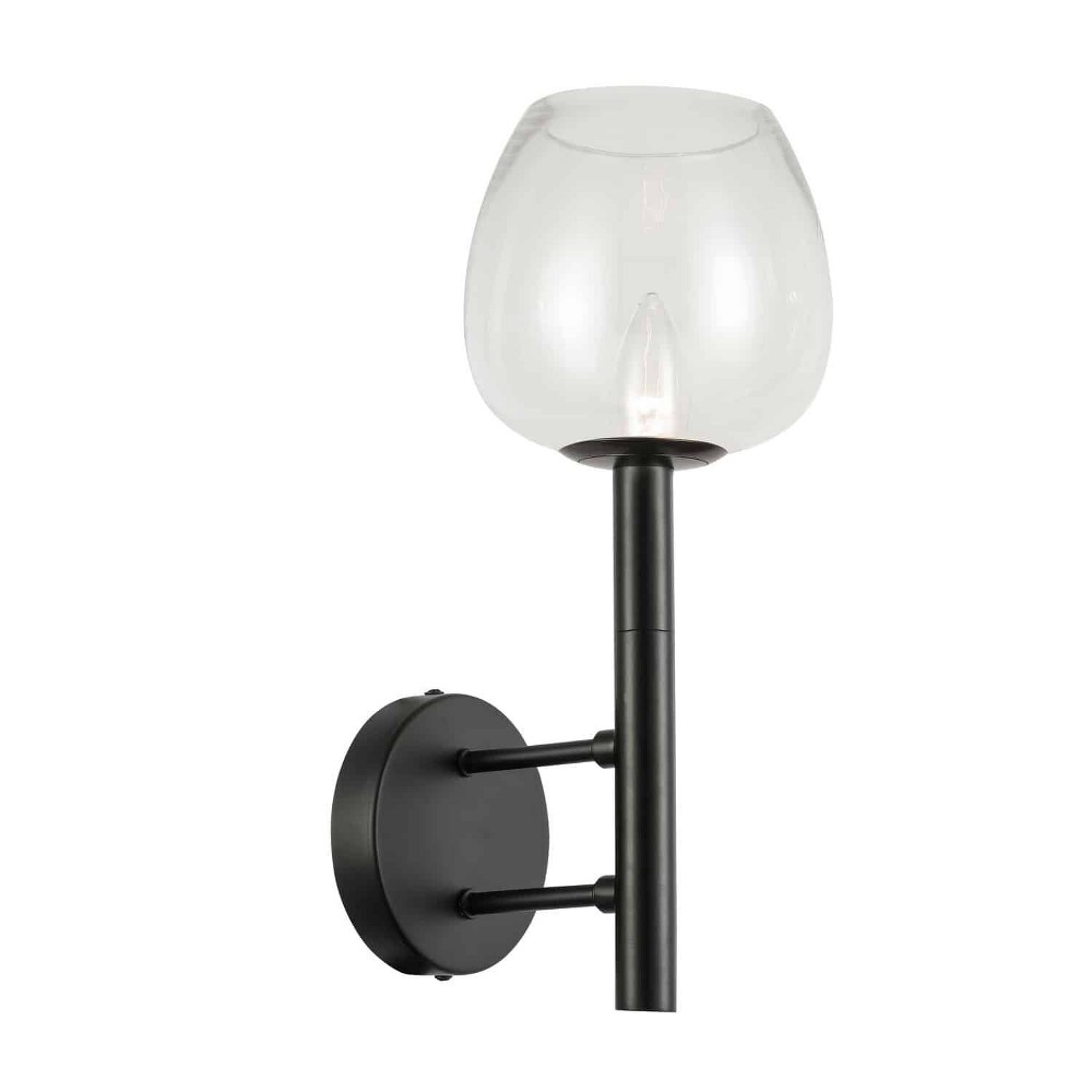 Dainolite-NOR-91W-MB-CLR-Nora - 5 Inch 1 Light Wall Sconce   Matte Black Finish with Clear Glass