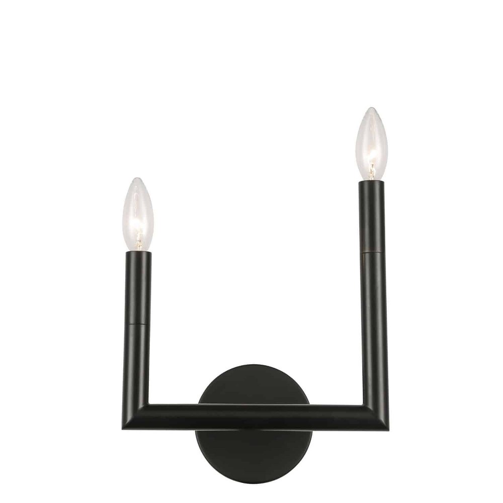 Dainolite-NOR-R-112W-MB-Nora - 2 Light Wall Sconce   Matte Black Finish