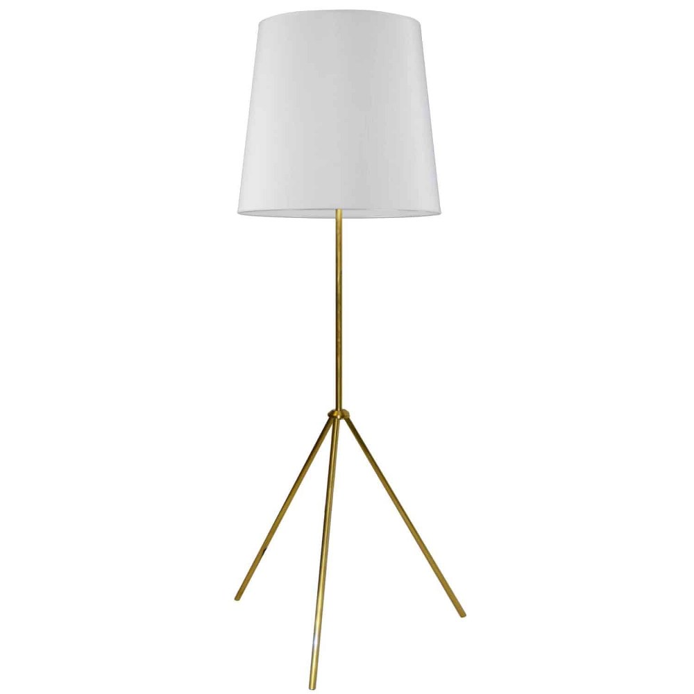 Dainolite-OD3-F-790-AGB-Tripod - 1 Light Oversized Drum Floor Lamp Aged Brass White Matte Black Finish