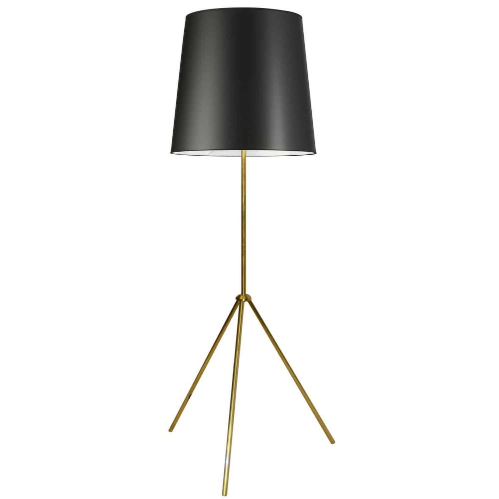 Dainolite-OD3-F-797-AGB-Tripod - 1 Light Oversized Drum Floor Lamp Aged Brass Black Matte Black Finish