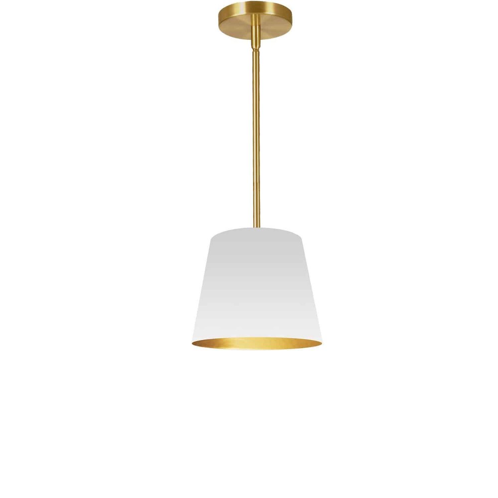 Dainolite-ODR-XS-692-Oversized Drum - 1 Light Drum Pendant with Oversized X-Small Drum Shade and Stem Hung Gold White/Gold Gold Finish with White/Gold Shade