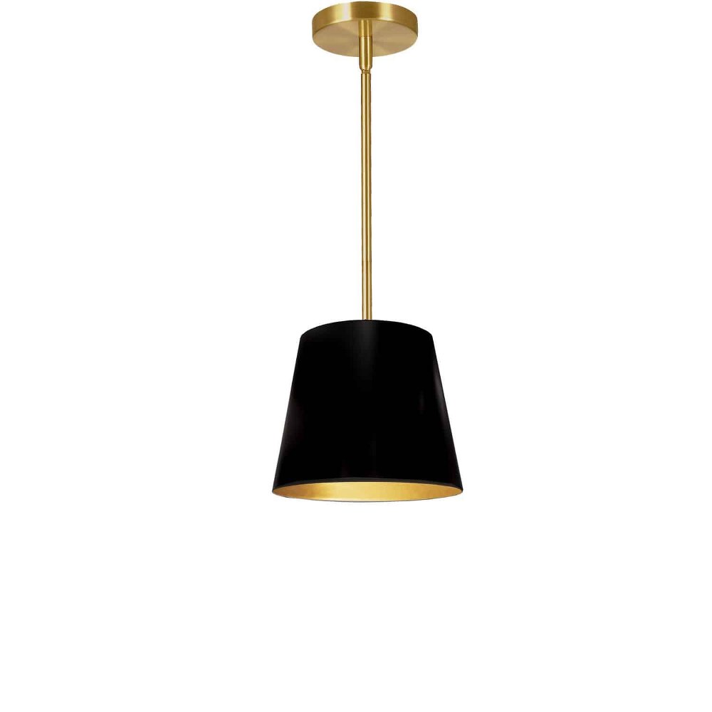 Dainolite-ODR-XS-698-Oversized Drum - 1 Light Drum Pendant with Oversized X-Small Drum Shade and Stem Hung Gold Black/Gold Gold Finish with White/Gold Shade