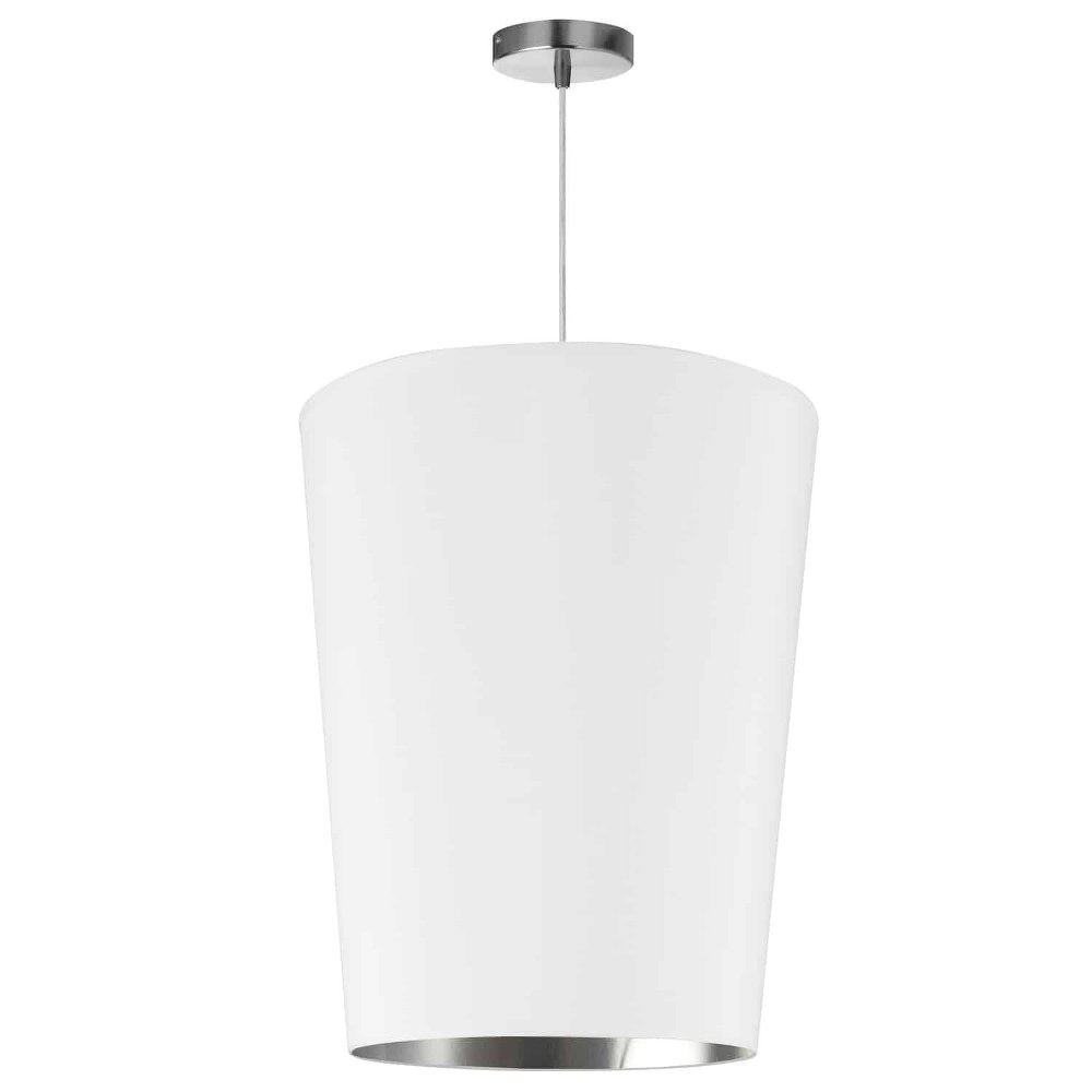 Dainolite-PAI-M-691-Paisley - One Light Medium Pendant Polished Chrome White/Silver Polished Chrome Finish with White/Silver Fabric Shade