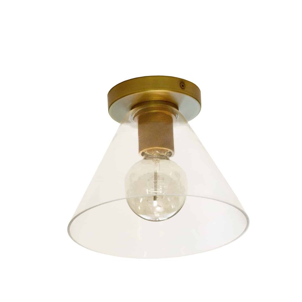 Dainolite-RSW-91FH-AGB-CLR-Roswell - 1 Light Flush Mount with Clear Glass   Aged Brass Finish with Clear Glass