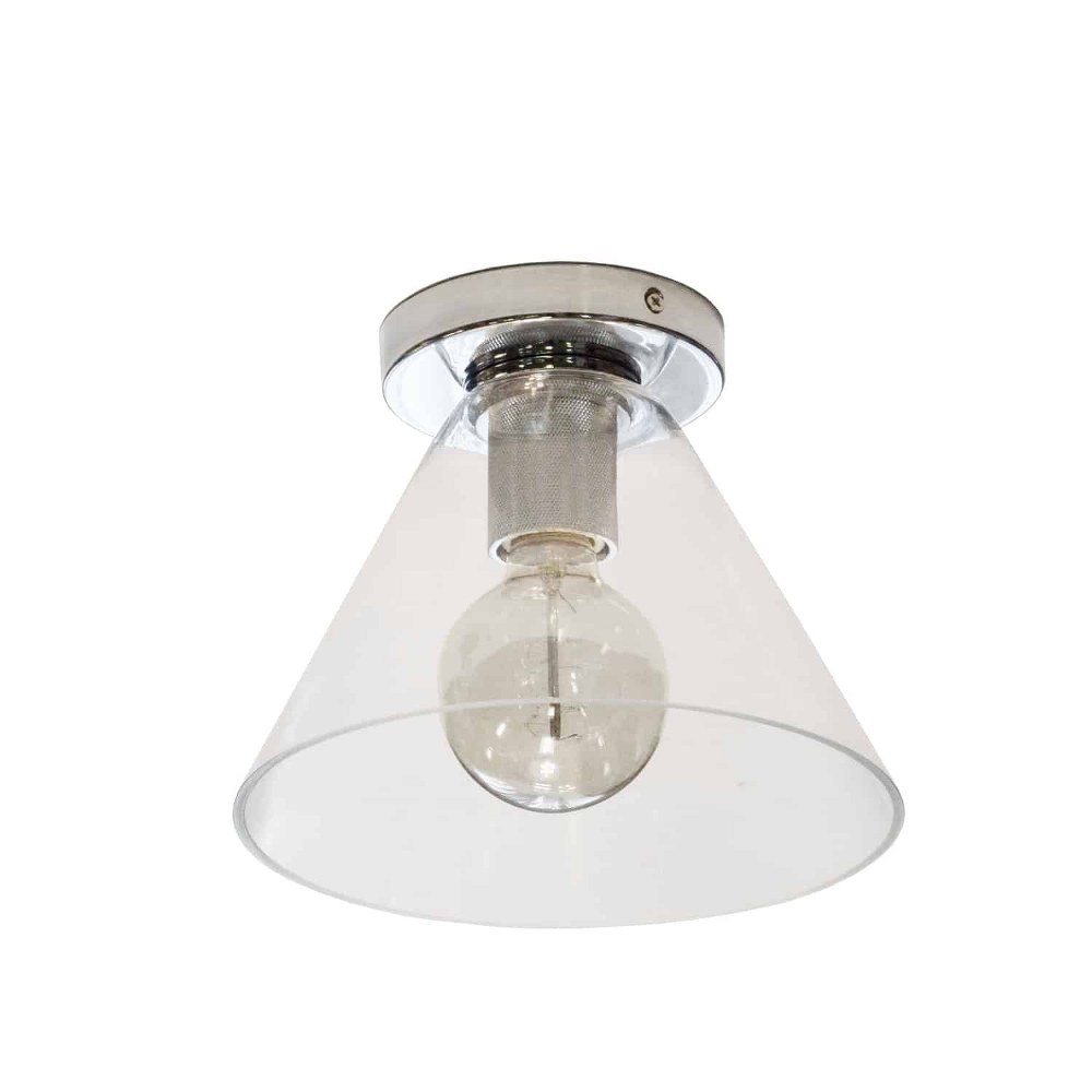 Dainolite-RSW-91FH-PC-CLR-Roswell - 1 Light Flush Mount with Clear Glass   Polished Chrome Finish with Clear Glass