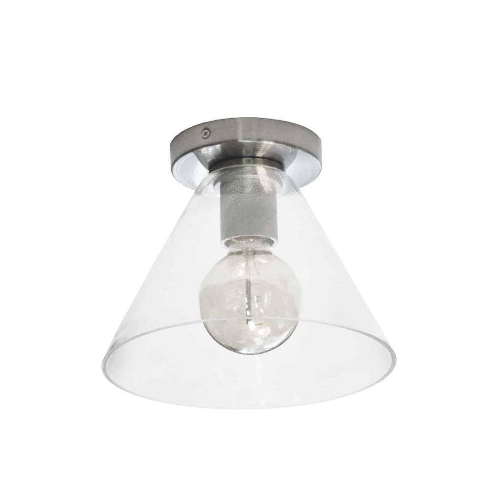 Dainolite-RSW-91FH-SC-CLR-Roswell - 1 Light Flush Mount with Clear Glass   Satin Chrome Finish with Clear Glass
