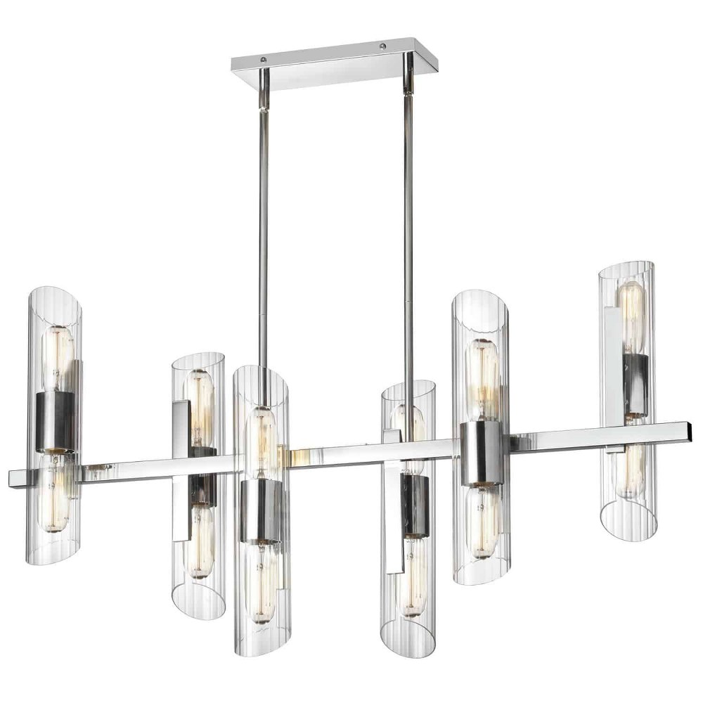 Dainolite-SAM-4012HC-PC-Samantha - 12 Light Horizontal Chandelier Polished Chrome  Aged Brass Finish with Clear Glass