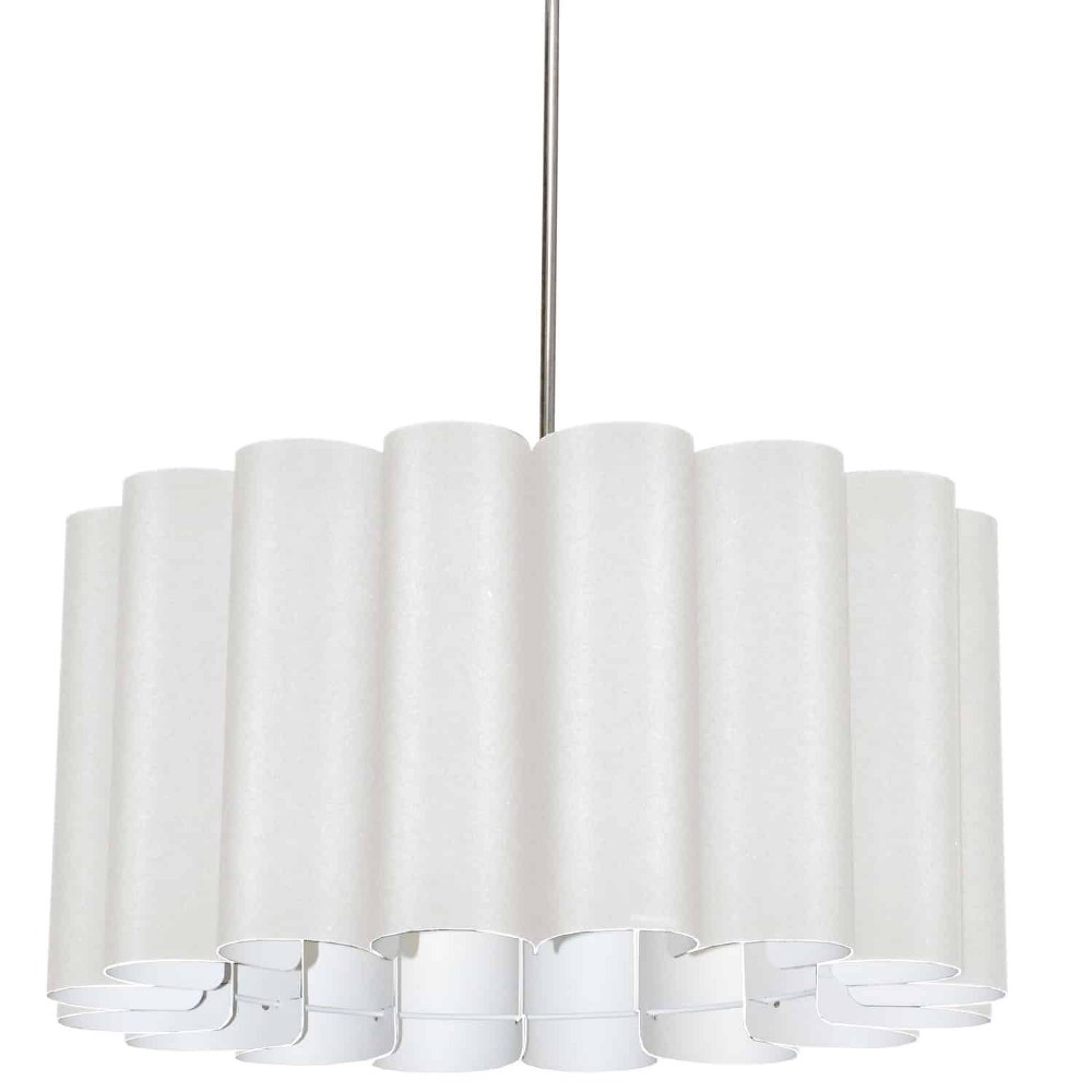 Dainolite-SAN244-PC-2400-Sandra - Four Light Pendant   Polished Chrome Finish with Milano White Fabric Shade