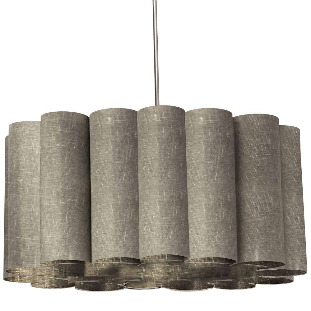 Dainolite-SAN244-PC-2423-Sandra - Four Light Pendant Polished Chrome Grey/Clear Polished Chrome Finish with Milano White Fabric Shade