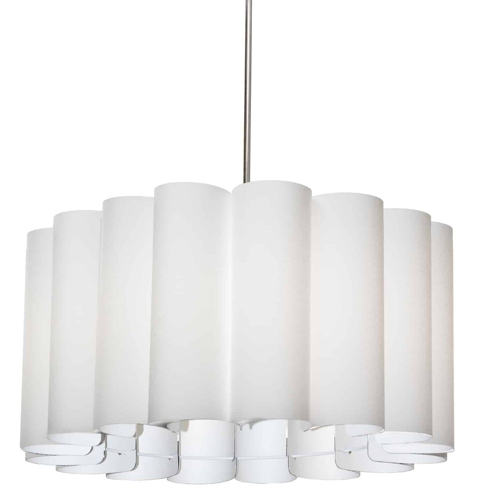 Dainolite-SAN244-PC-790-Sandra - Four Light Pendant   Polished Chrome Finish with JTone White Fabric Shade