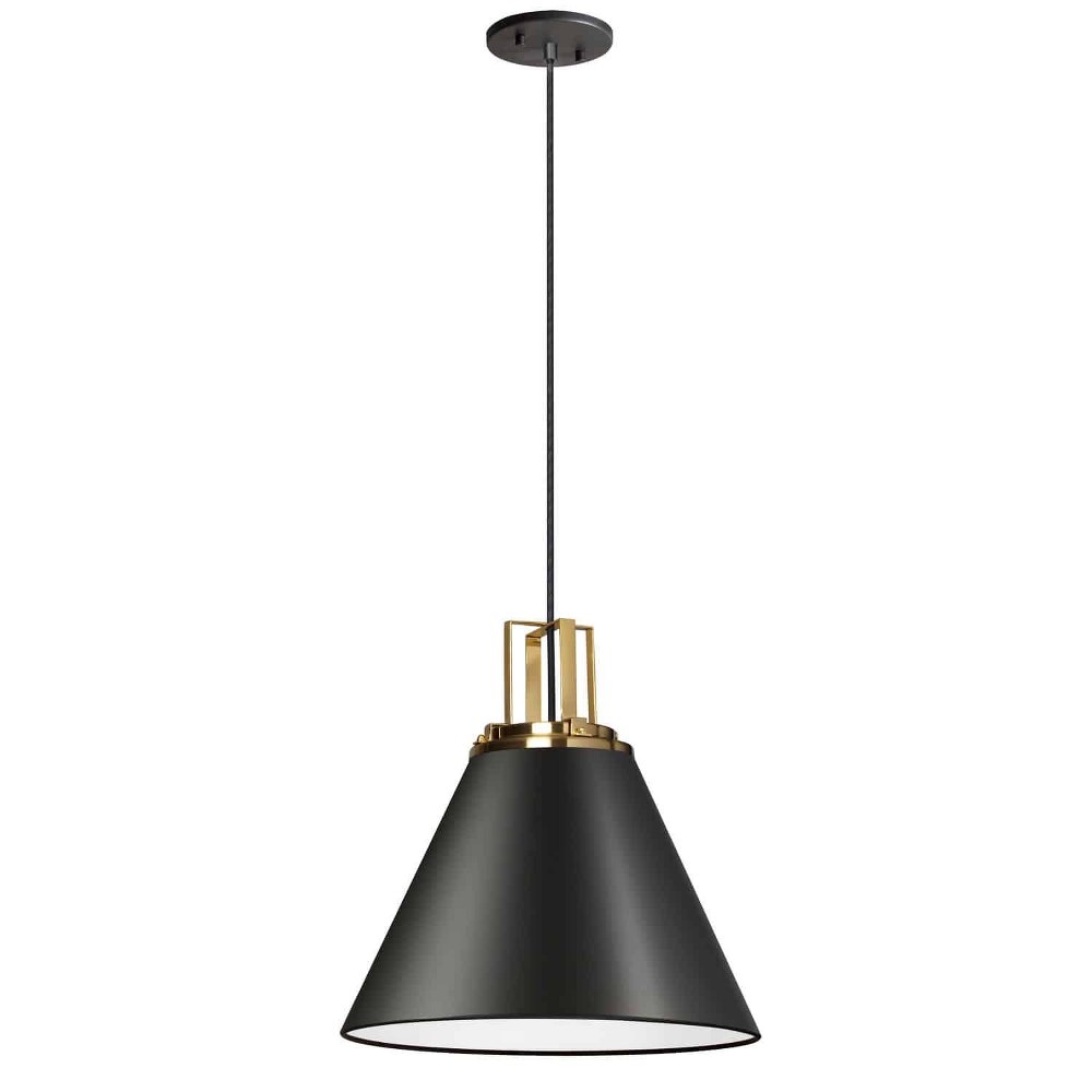 Dainolite-SNS-141P-MB-AGB-Sonus - 1 Light Pendant Aged Brass Matte Black Aged Brass/Cobalt Blue Finish