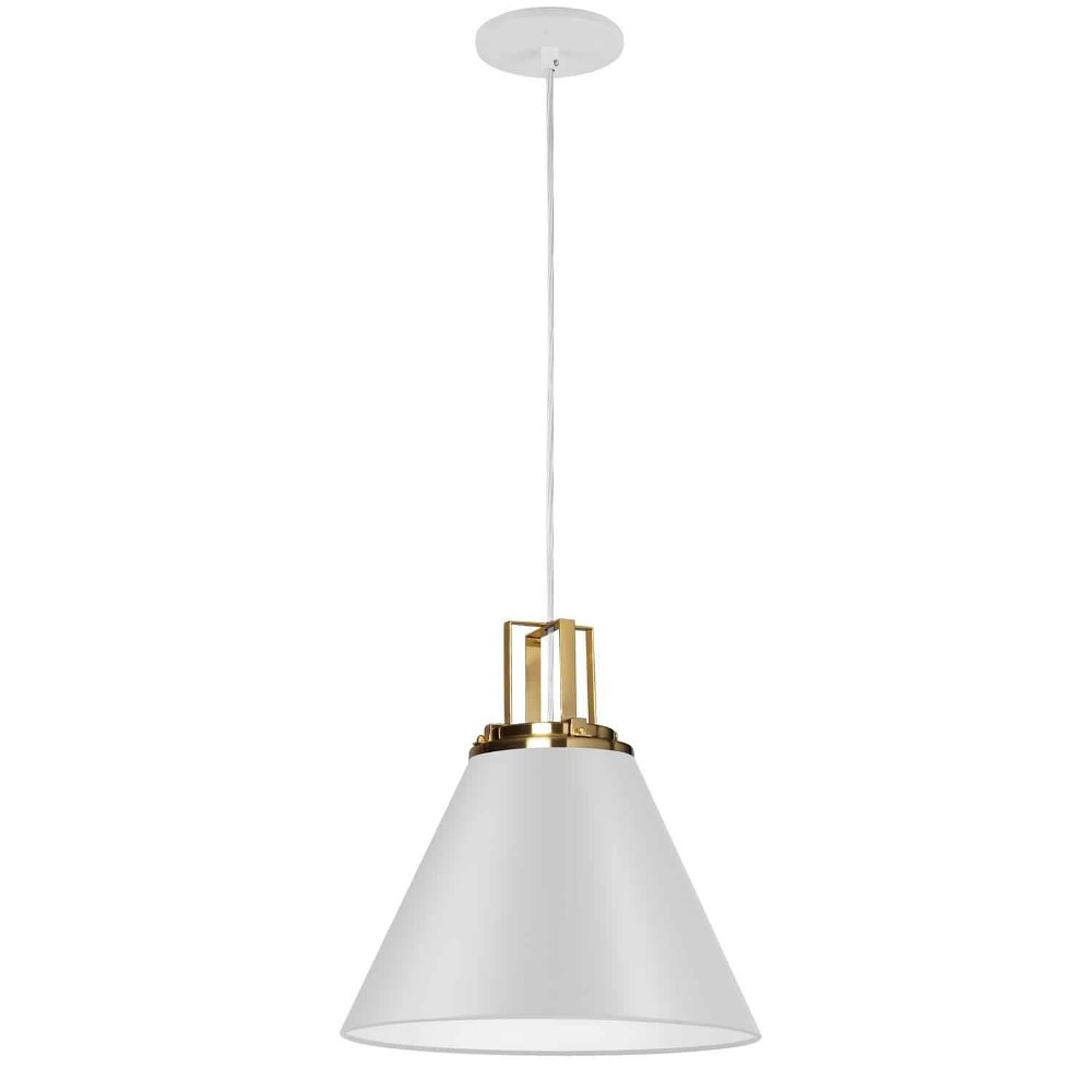 Dainolite-SNS-141P-MW-AGB-Sonus - 1 Light Pendant Aged Brass/Matte White Matte White Aged Brass/Cobalt Blue Finish