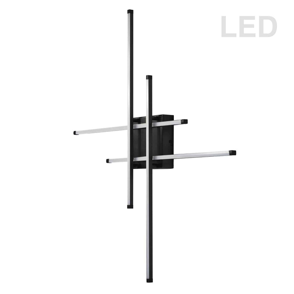 Dainolite-SUM-3223LEDFH-MB-Summit - 32.5 Inch 23W 4 LED Flush Mount   Matte Black Finish with White Acrylic Glass