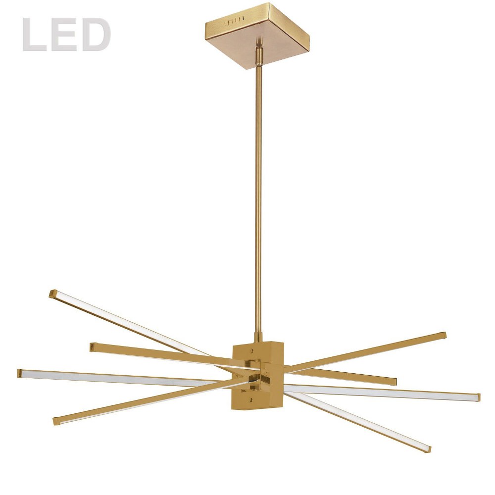 Dainolite-SUM-35HP-AGB-Summit - 34 Inch 46W 4 LED Horizontal Pendant Aged Brass  Polished Chrome Finish