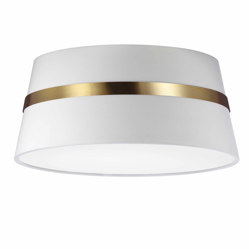 Dainolite-SYM-153SF-AGB-WH-Symphony - 3 Light Semi-Flush Mount Aged Brass  Aged Brass Finish with White Fabric Shade