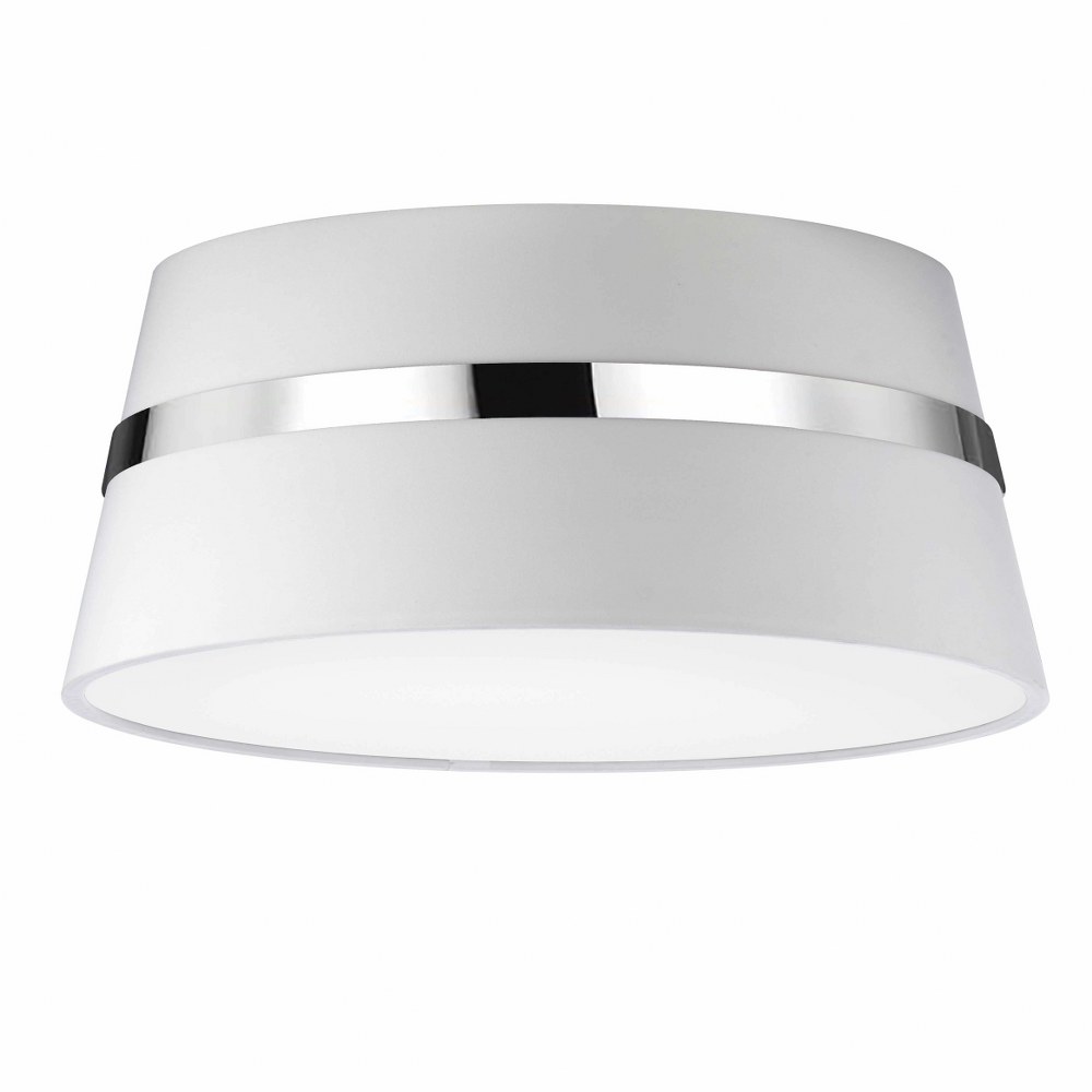 Dainolite-SYM-153SF-PC-WH-Symphony - 3 Light Semi-Flush Mount Matte White  Aged Brass Finish with White Fabric Shade