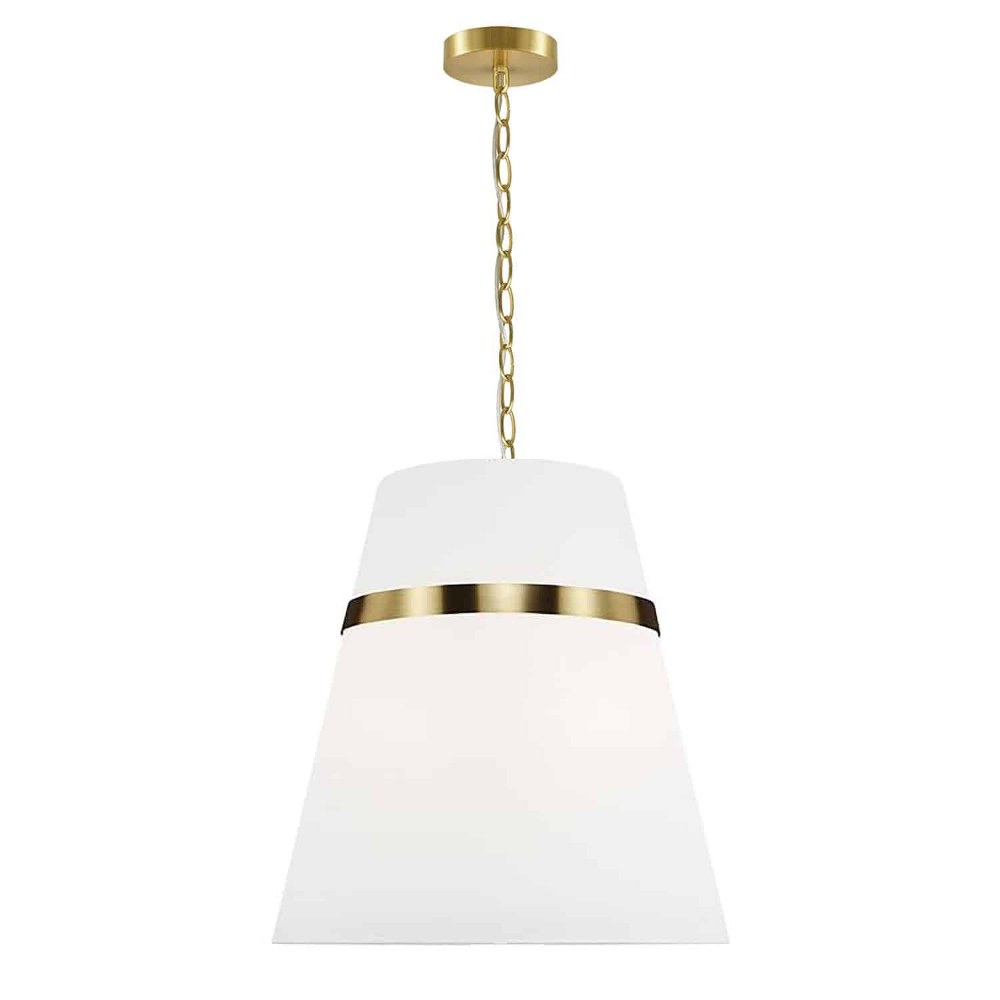 Dainolite-SYM-183P-AGB-WH-Symphony - 3 Light Pendant Aged Brass  Aged Brass Finish with White Fabric Shade