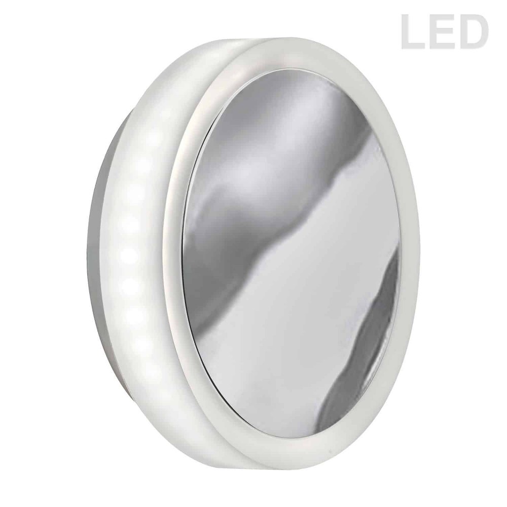 Dainolite-TOP-612LEDW-PC-Topaz - 6 Inch 12W 1 LED Wall Sconce Polished Chrome  Aged Brass Finish with White Glass