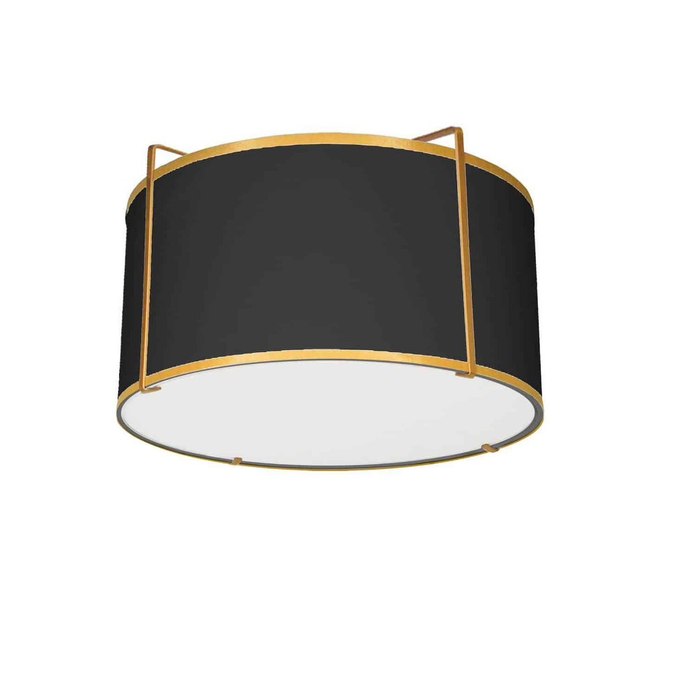 Dainolite-TRA-121FH-GLD-BK-Trapezoid - 2 Light Drum Flush Mount Gold Black Black Finish