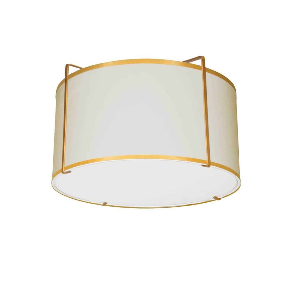 Dainolite-TRA-121FH-GLD-CRM-Trapezoid - 2 Light Drum Flush Mount Gold Cream/White Black Finish