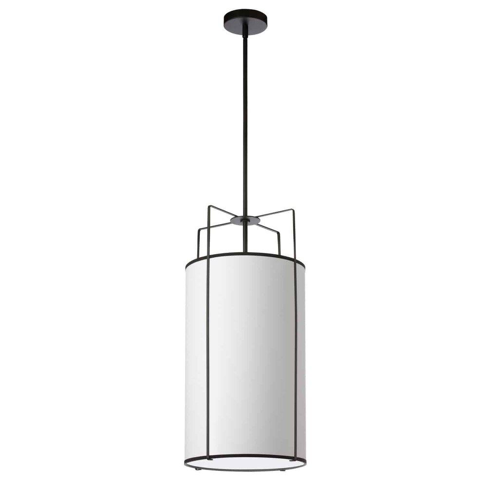 Dainolite-TRA-124P-BK-WH-Trapezoid - 4 Light Drum Pendant Black White Black Finish