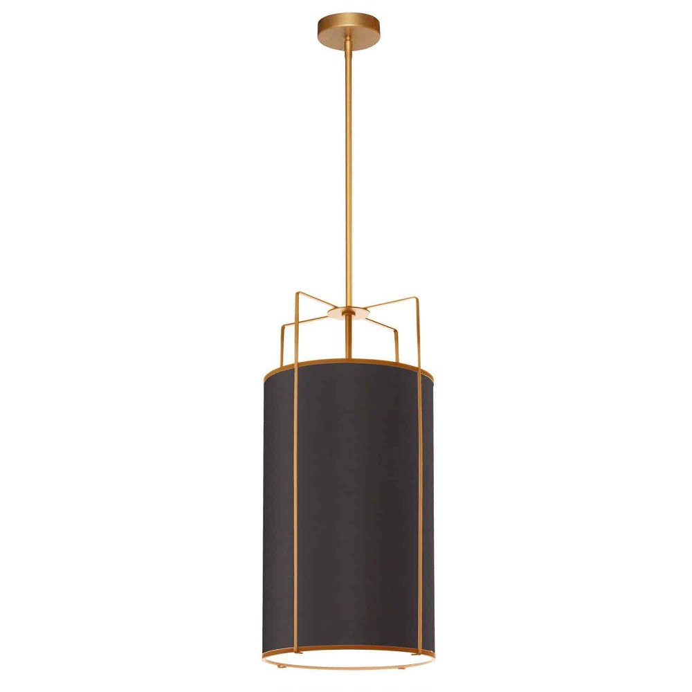 Dainolite-TRA-124P-GLD-BK-Trapezoid - 4 Light Drum Pendant Gold Black Black Finish