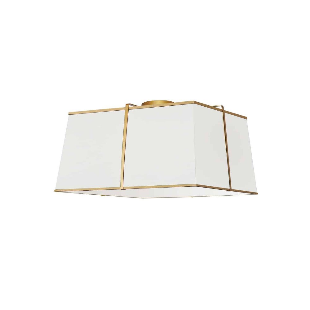 Dainolite-TRA-163FH-GLD-WH-Trapezoid - 3 Light Flush Mount Gold White Black Finish