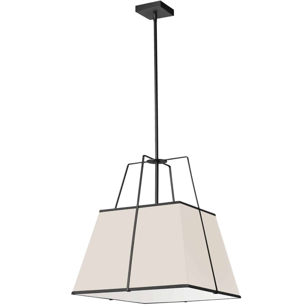 Dainolite-TRA-181P-BK-CRM-Trapezoid - 1 Light Pendant Black Cream/White Black Finish