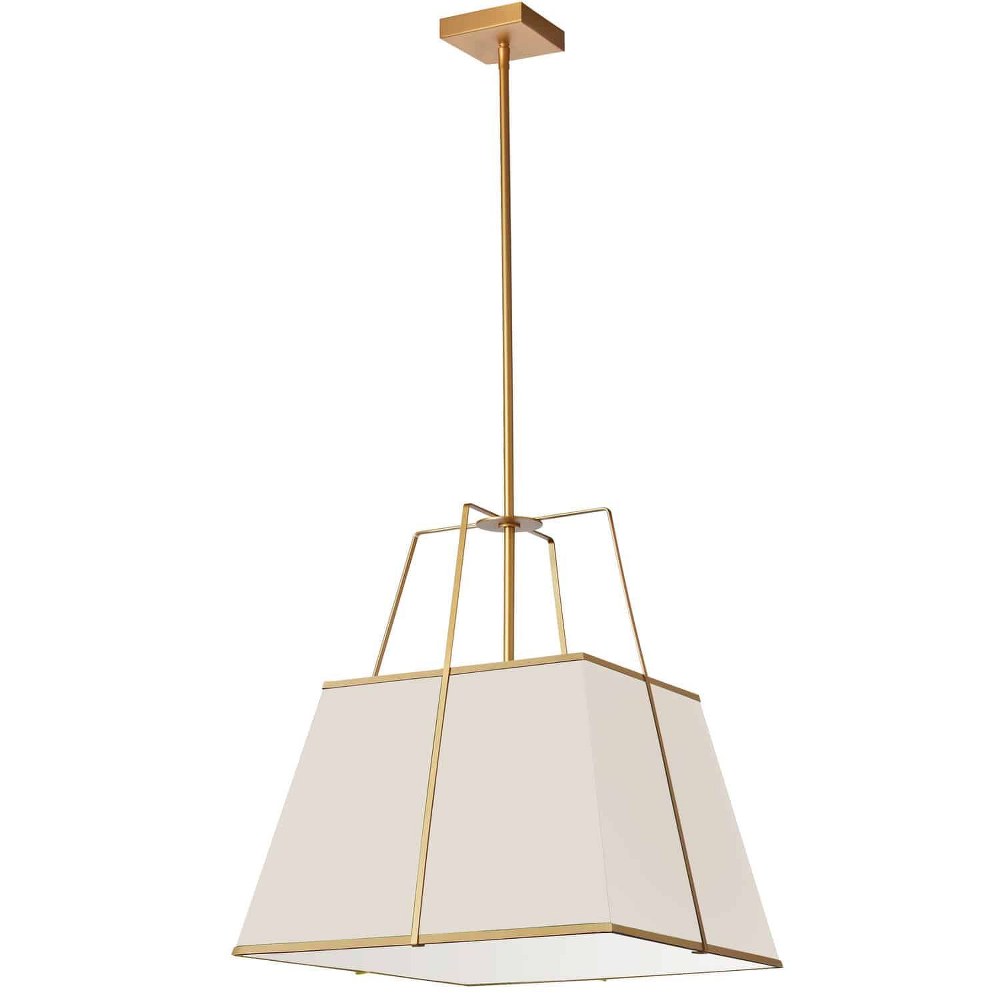 Dainolite-TRA-181P-GLD-CRM-Trapezoid - 1 Light Pendant Gold Cream/White Black Finish