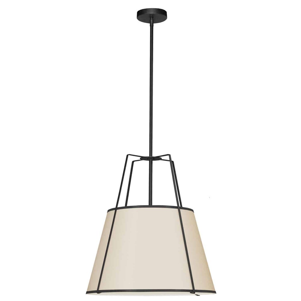 Dainolite-TRA-1P-BK-CRM-Trapezoid - 1 Light Trapezoid Pendant Black Cream/White Matte Black Finish with White Fabric