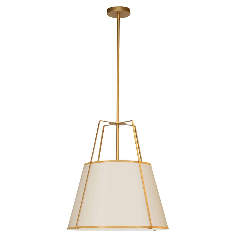 Dainolite-TRA-1P-GLD-CRM-Trapezoid - 1 Light Trapezoid Pendant Gold Cream/White Matte Black Finish with White Fabric