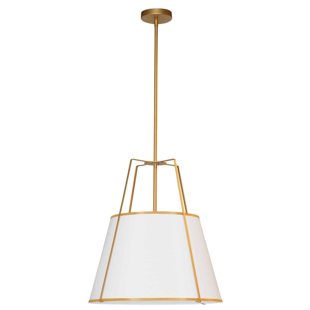 Dainolite-TRA-1P-GLD-WH-Trapezoid - 1 Light Trapezoid Pendant Gold White Matte Black Finish with White Fabric