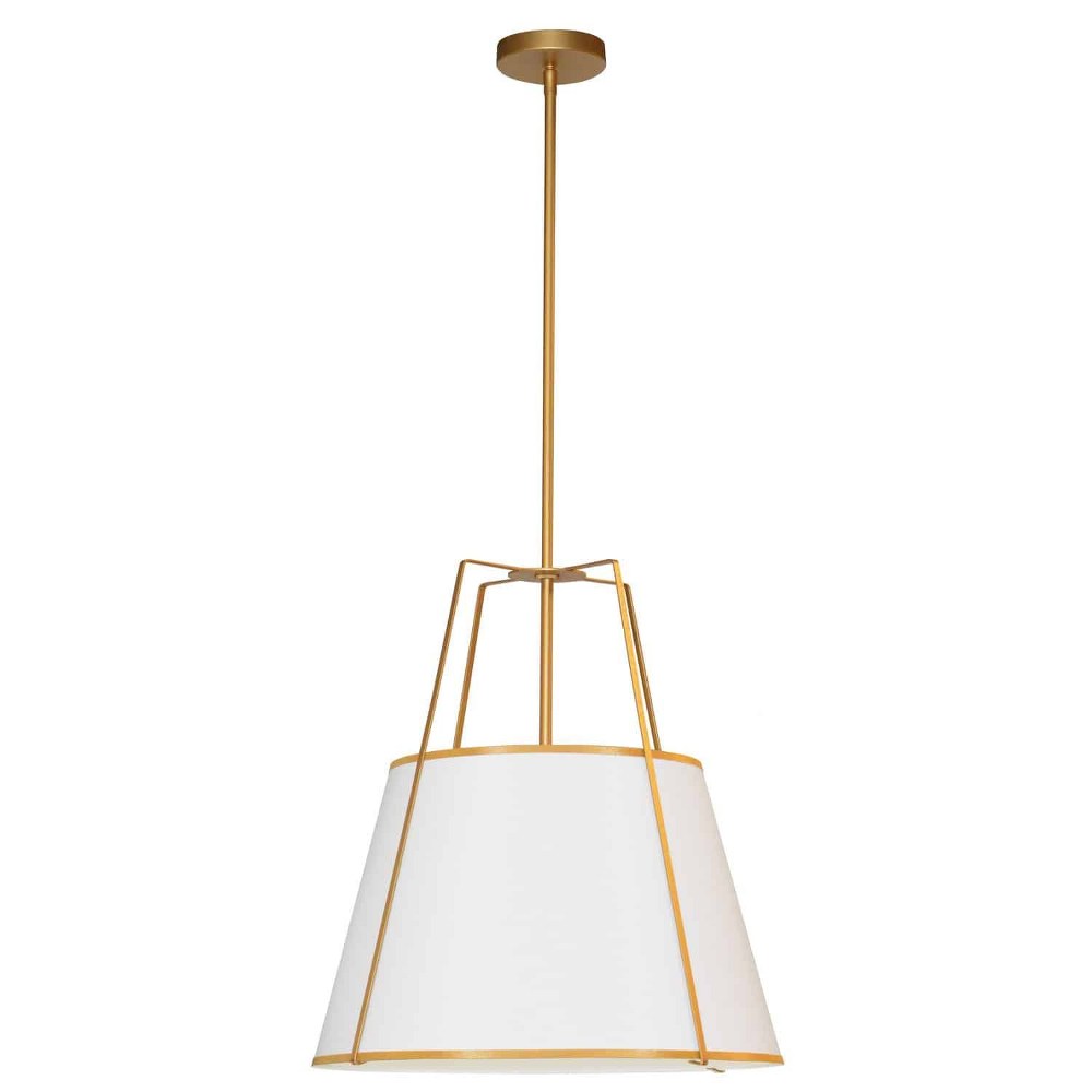 Dainolite-TRA-331P-GLD-WH-Trapezoid - 3 Light Trapezoid Pendant Gold White Black Finish