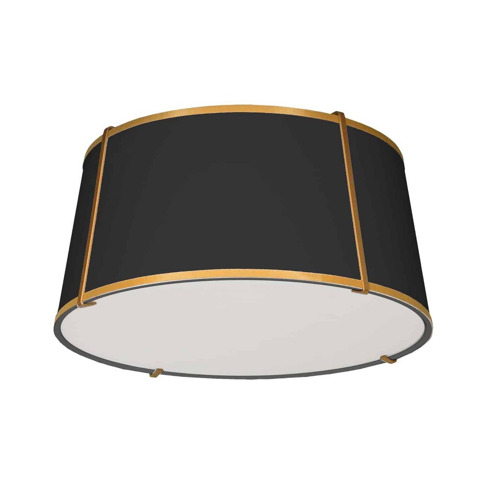 Dainolite-TRA-3FH-GLD-BK-Trapezoid - 3 Light Trapezoid Flush Mount Gold Black Matte Black Finish with White Fabric