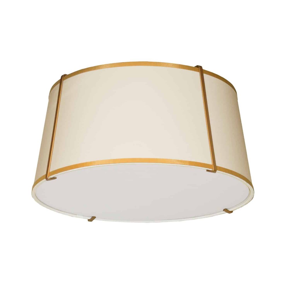 Dainolite-TRA-3FH-GLD-CRM-Trapezoid - 3 Light Trapezoid Flush Mount Gold Cream/White Matte Black Finish with White Fabric